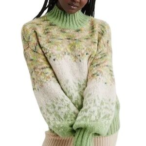 Aerie Fair Isle Wool Blend Mock Neck Sweater